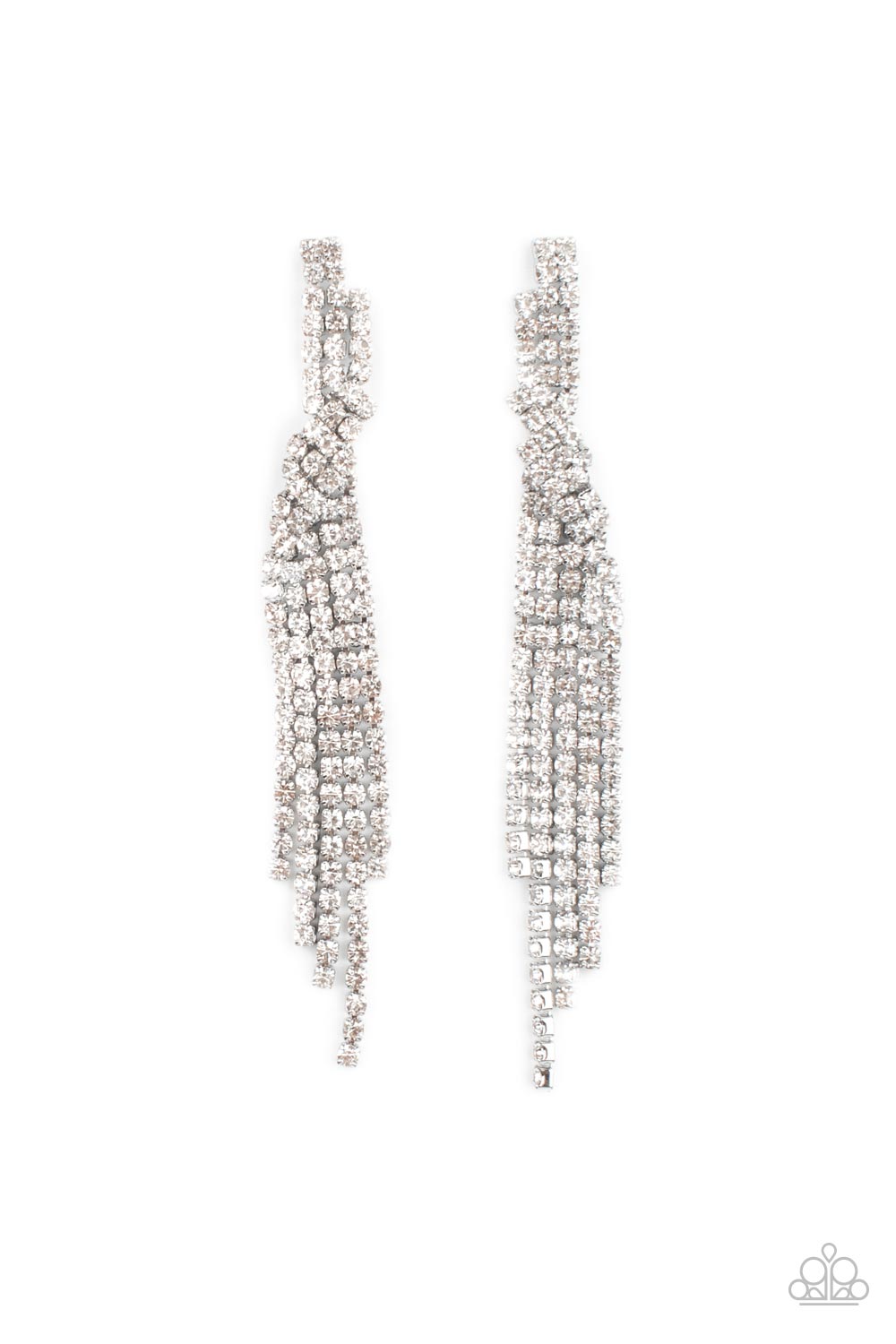 Paparazzi Cosmic Candescence - White Earrings - March 2022 Life Of The Party Exclusive - Pusher P
