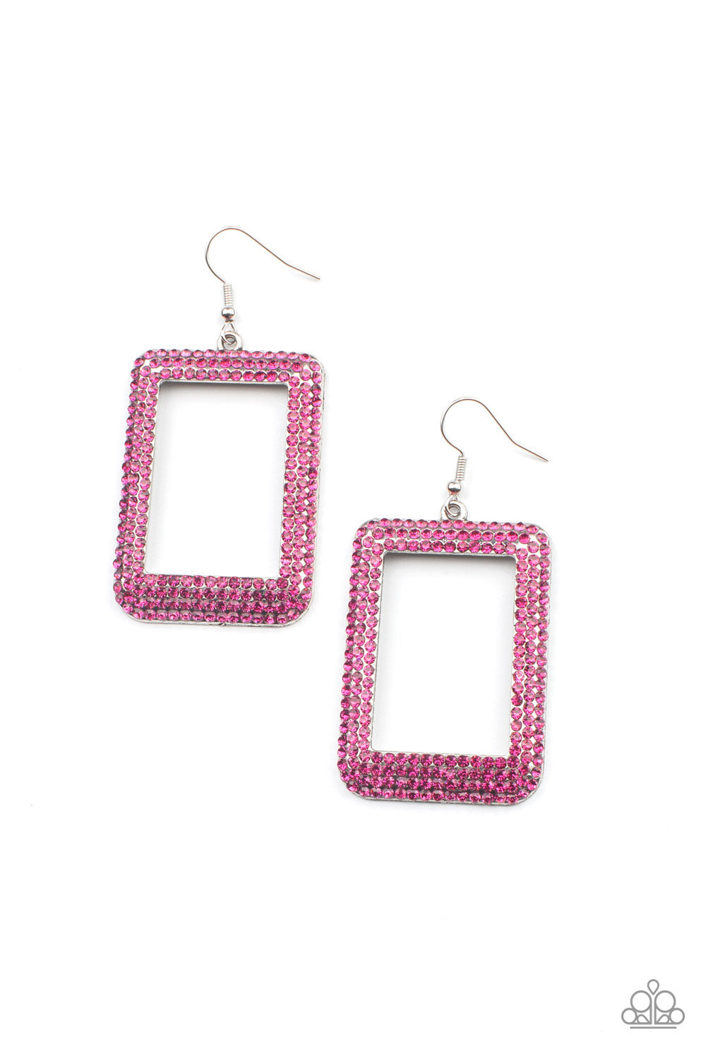 Paparazzi World FRAME-ous - Pink Earrings - Pusher P