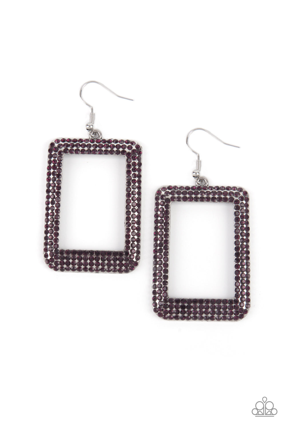 Paparazzi World FRAME-ous - Purple Earrings - Pusher P