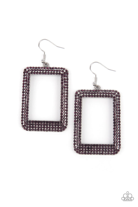 Paparazzi World FRAME-ous - Purple Earrings - Pusher P