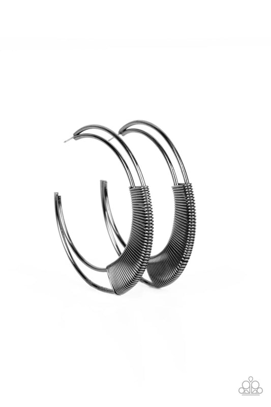 Paparazzi Artisan Attitude - Black Earrings - Pusher P