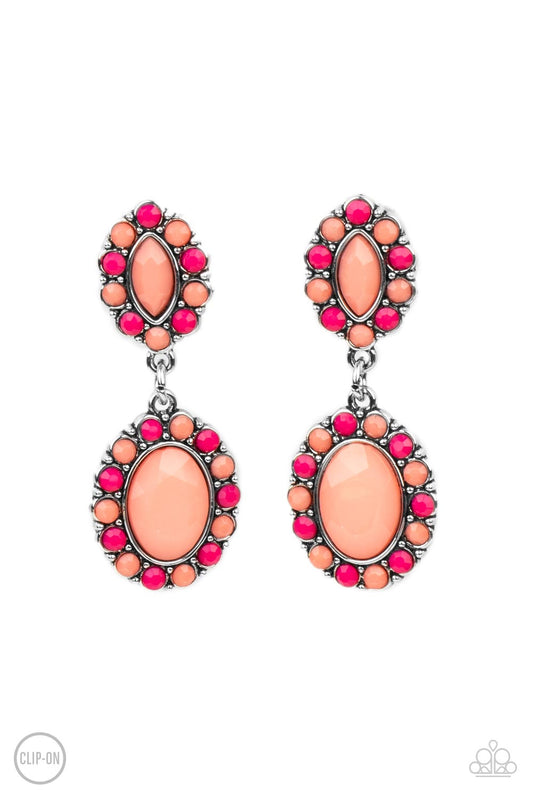 Paparazzi Positively Pampered - Orange Clip-On Earrings - Pusher P