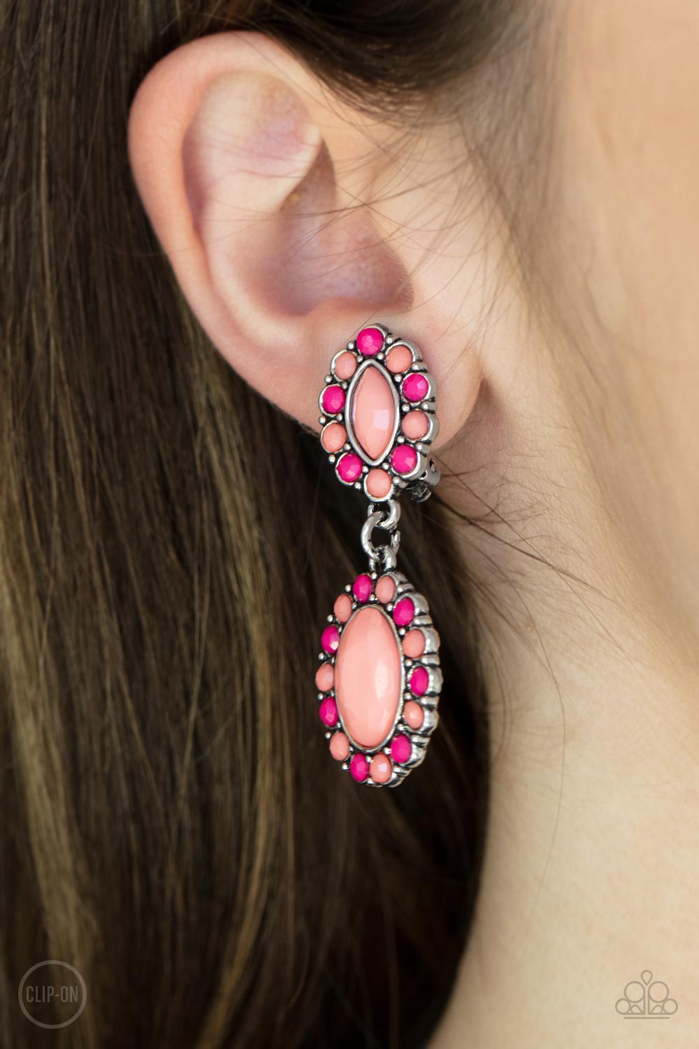 Paparazzi Positively Pampered - Orange Clip-On Earrings - Pusher P