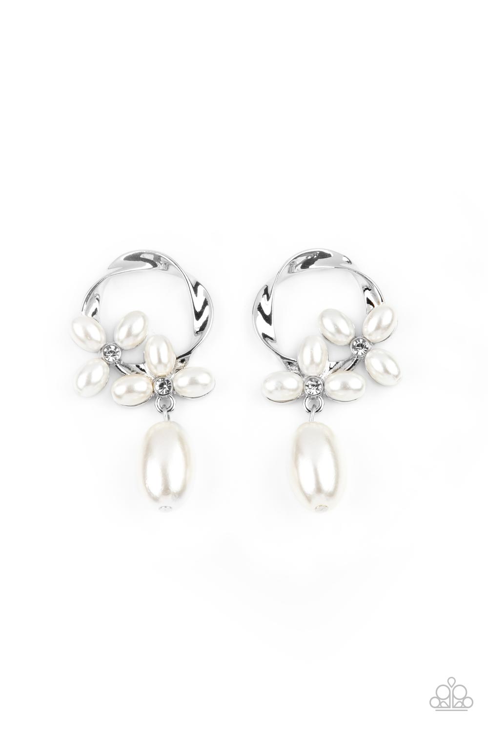 Paparazzi Elegant Expo - White Earrings - Pusher P
