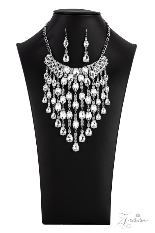 Paparazzi Majestic 2021 Zi Collection White Rhinestone Necklace - Pusher P