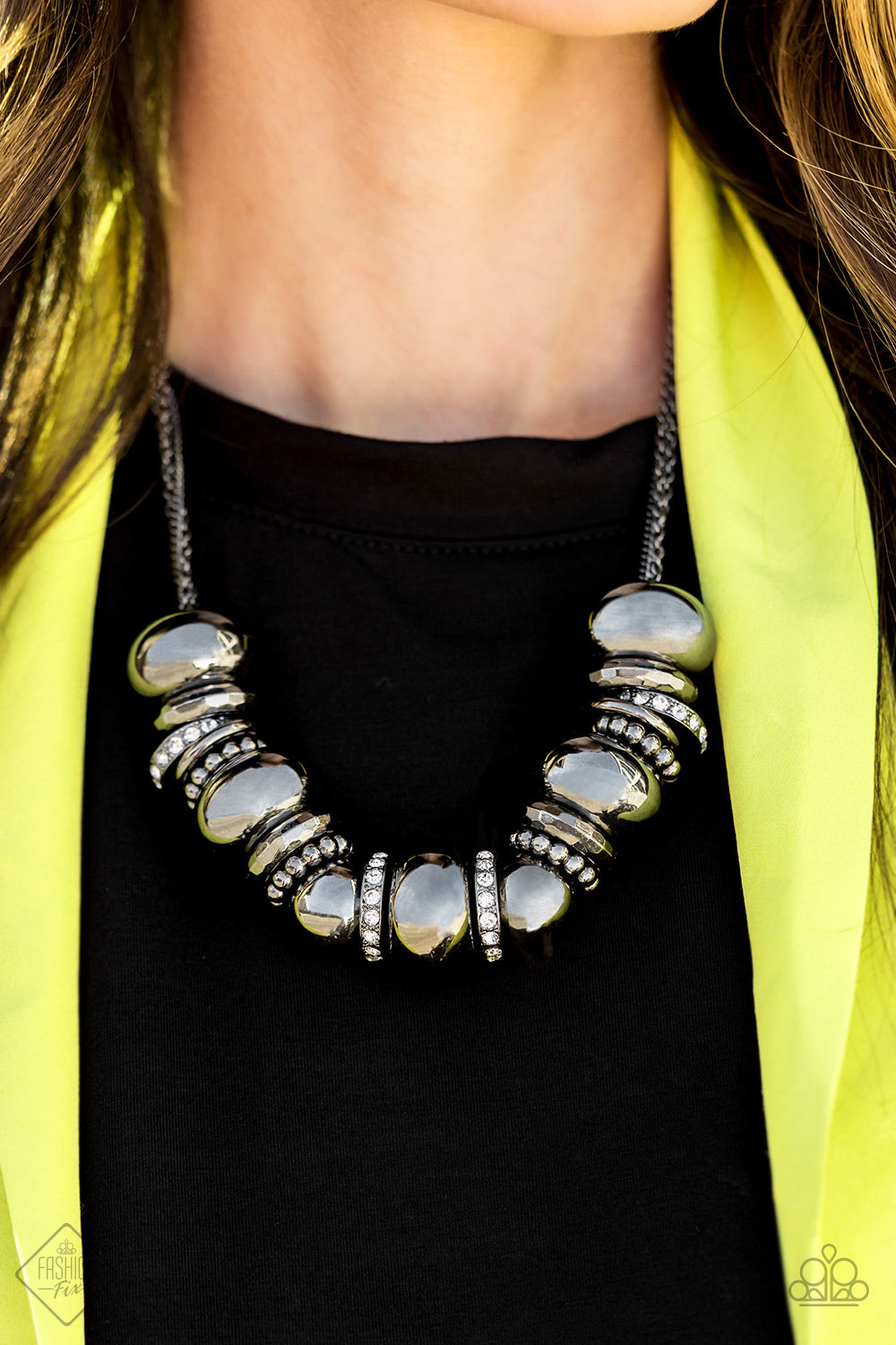 Paparazzi Only The Brave - Black - May 2020 Fashion Fix Necklace - Pusher P