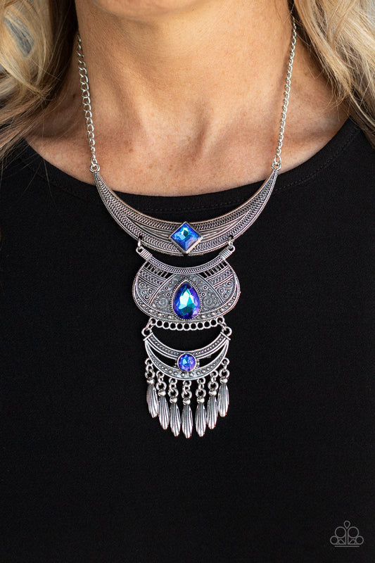 Paparazzi Lunar Enchantment - Blue Necklace-Paparazzi Jewelry Images