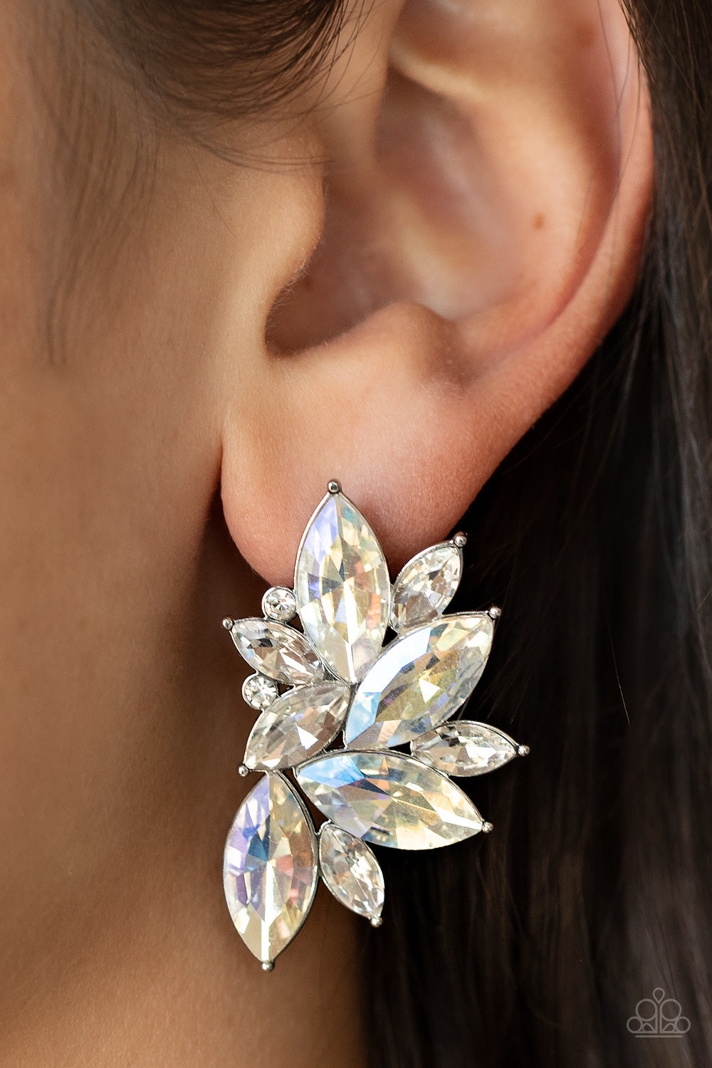 Paparazzi Instant Iridescence - White Earrings - Pusher P