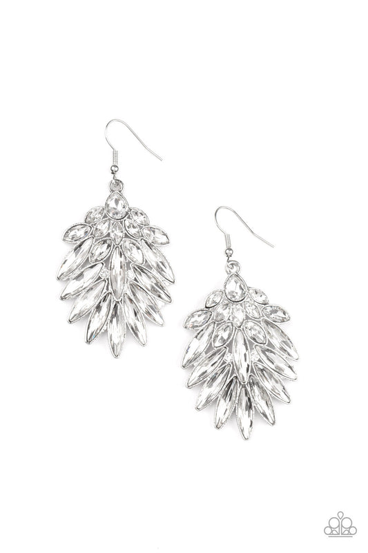 Paparazzi COSMIC-politan - White Earrings - Pusher P