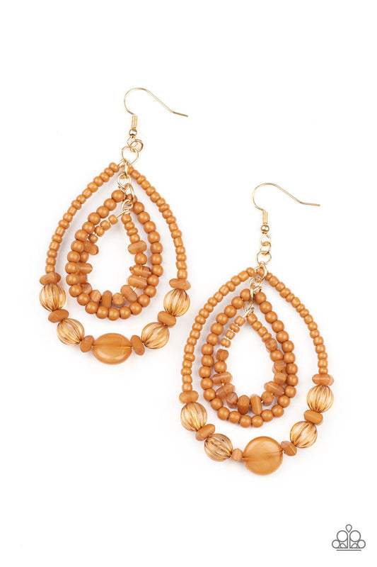 Paparazzi Prana Party - Brown Earrings - Pusher P