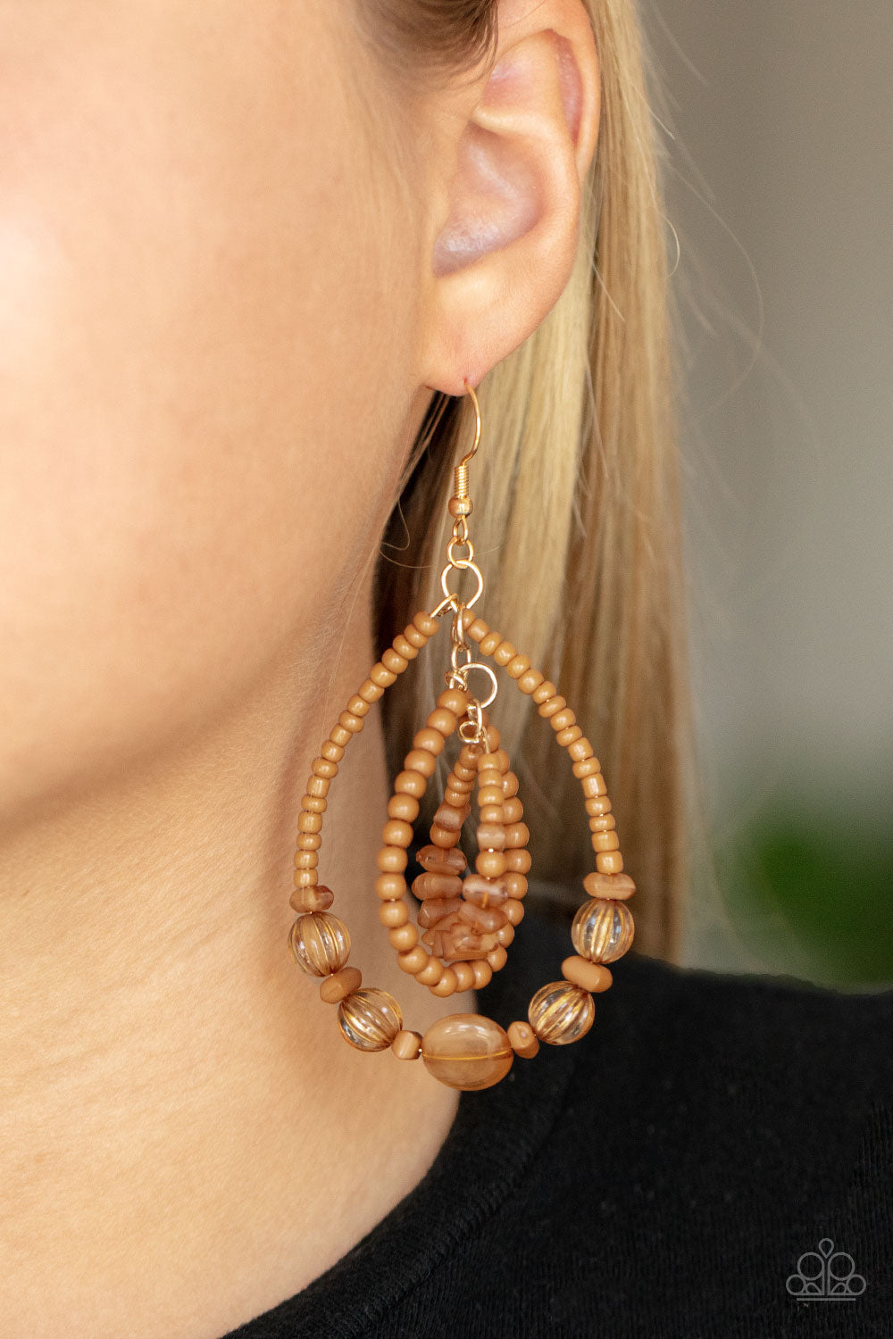 Paparazzi Prana Party - Brown Earrings - Pusher P