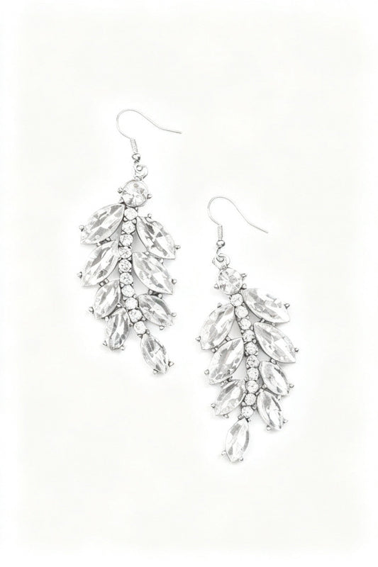 Paparazzi Ice Garden Gala - White Earrings - Jewelry Boutique Earring attaches to a standard fishhook fitting. Sold as one pair of earrings. Paparazzi Accessories are all 100% Lead-Free and Nickel Free. Free Shipping on orders over $75