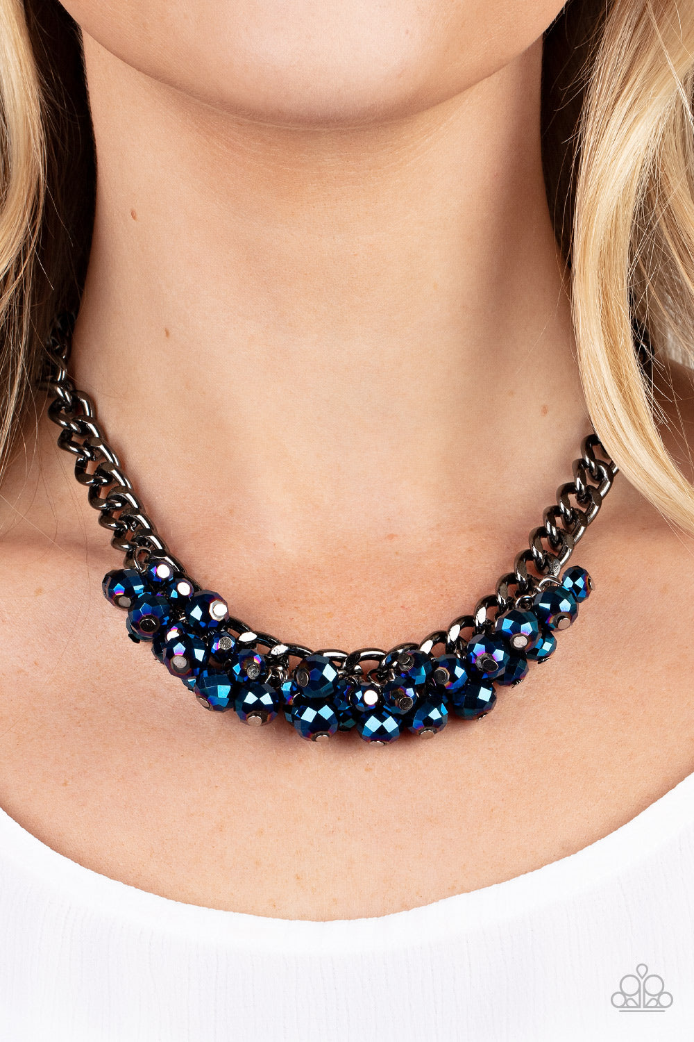 Paparazzi Galactic Knockout - Blue Necklace - Pusher P