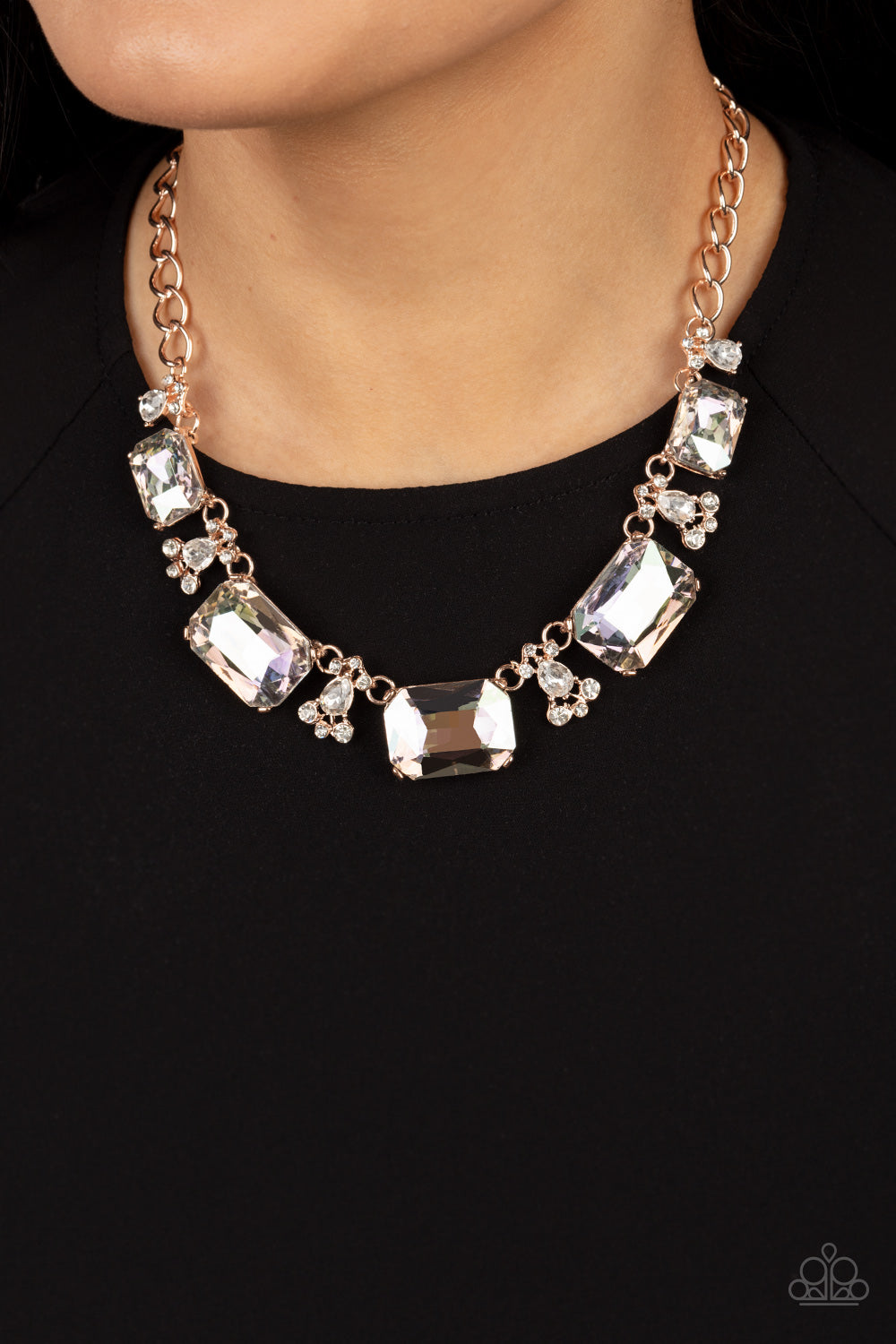 Paparazzi Flawlessly Famous - Multi - Rose Gold Necklace - Pusher P Paparazzi jewelry images
