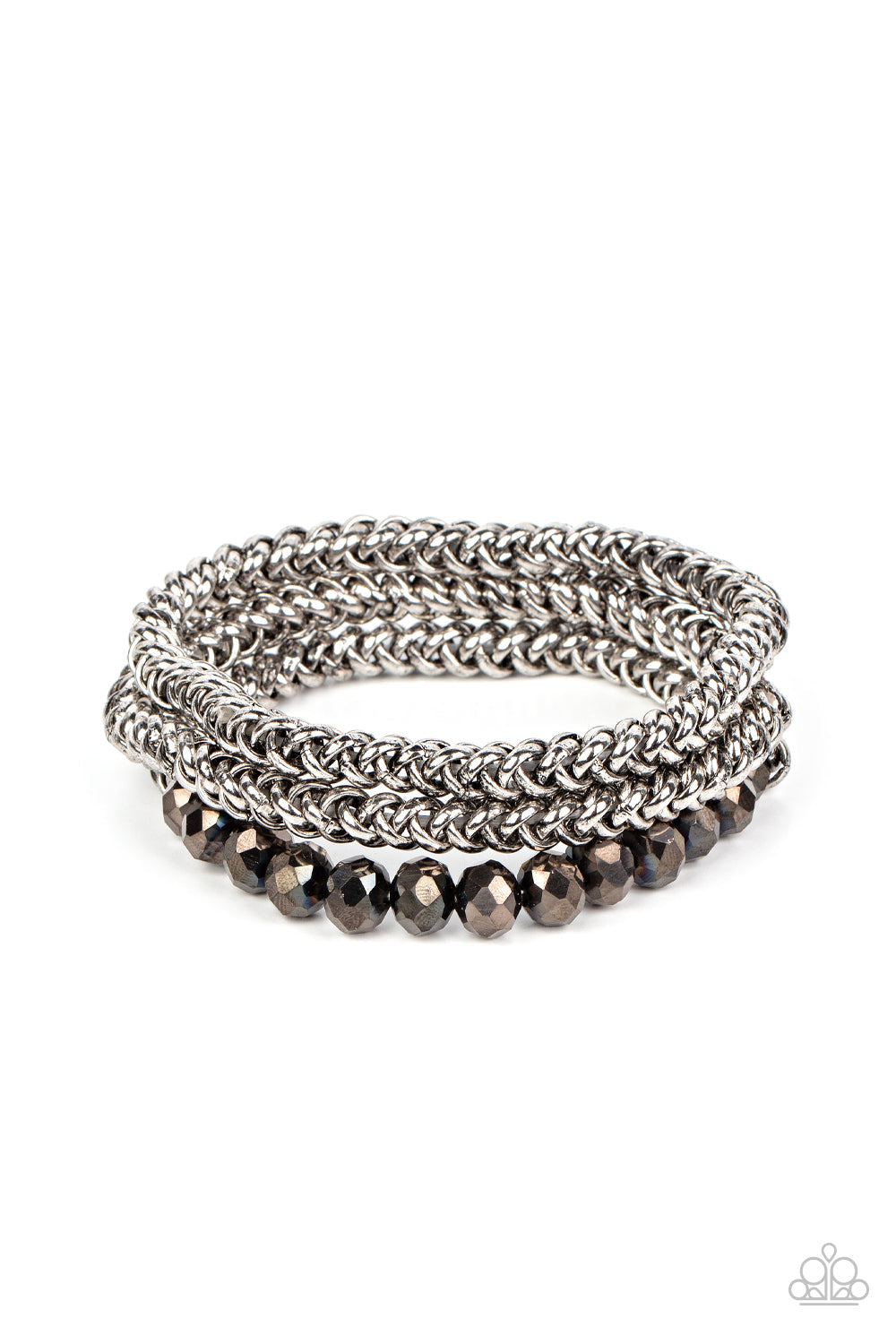 Paparazzi Gutsy and Glitzy - Silver Bracelet - Pusher P