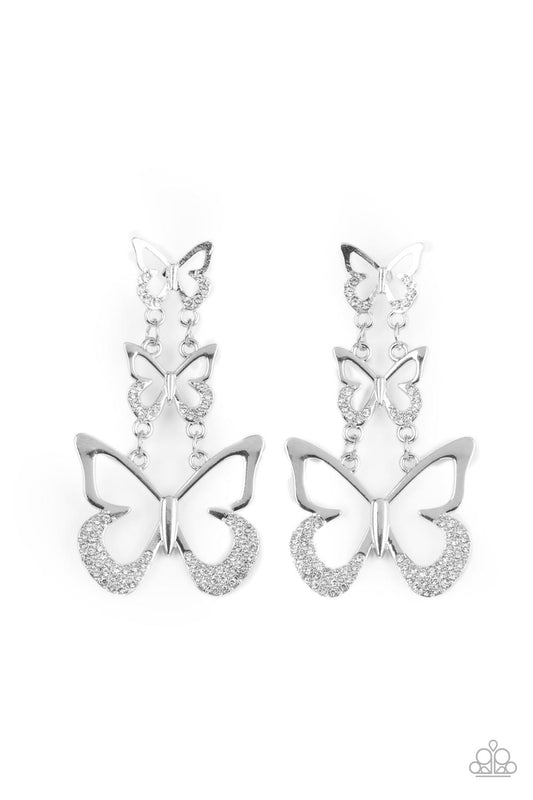 Paparazzi Flamboyant Flutter - White Earrings - Pusher P