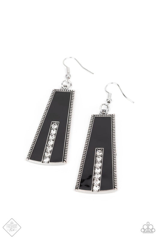 Paparazzi Demandingly Deco Fashion Fix - Black Earrings