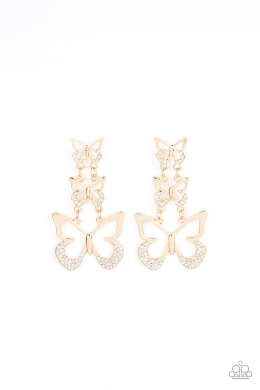 Paparazzi Flamboyant Flutter - Gold Earrings - Pusher P