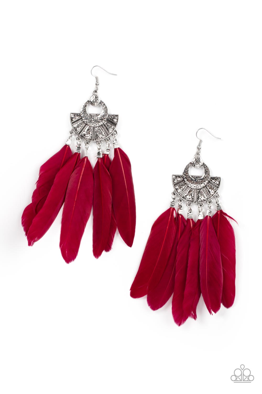 Paparazzi Plume Paradise - Red Earrings - Pusher P