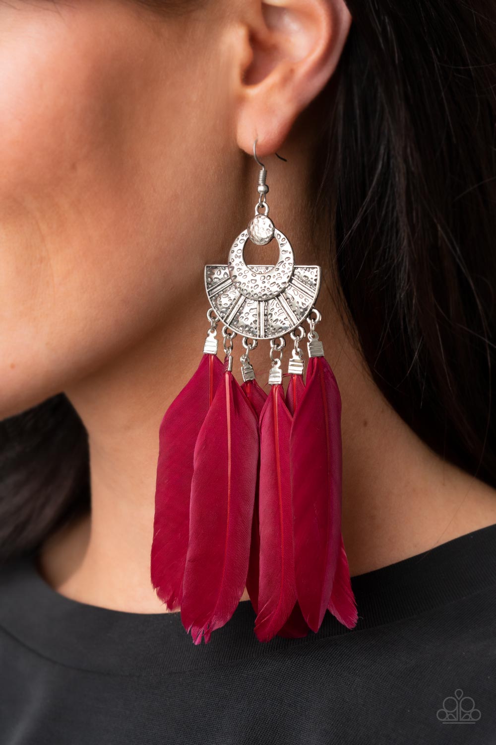 Paparazzi Plume Paradise - Red Earrings - Pusher P