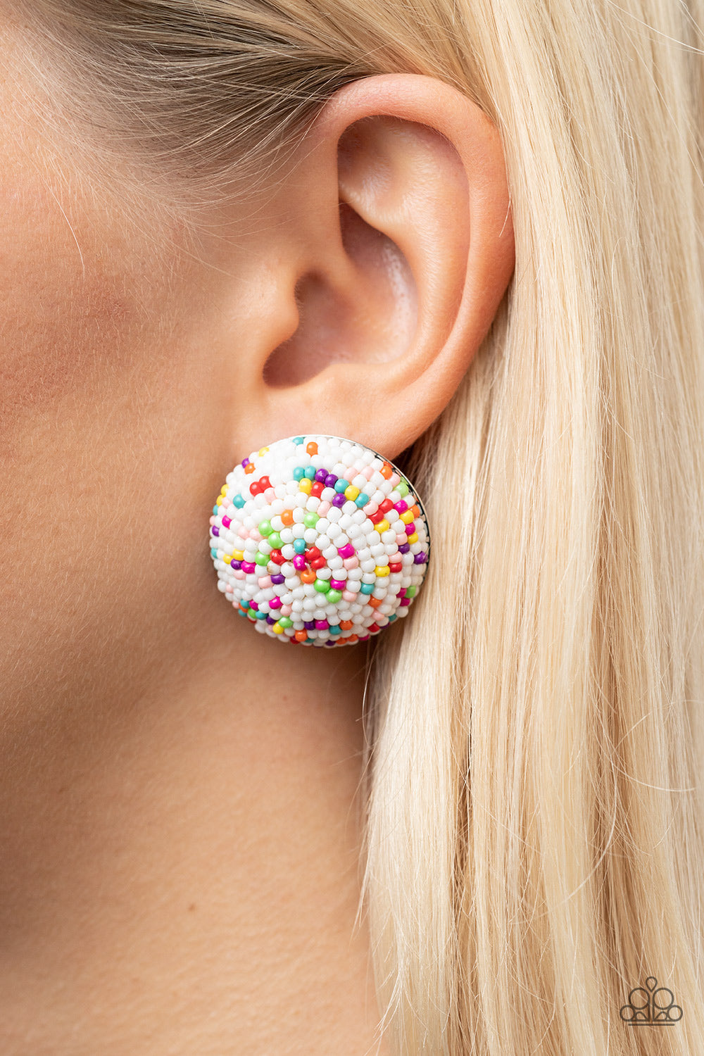 Paparazzi Kaleidoscope Sky - White Earrings - Pusher P