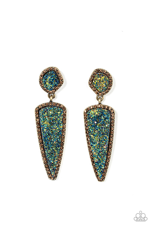 Paparazzi Druzy Desire - Brass Earring- Paparazzi Jewelry Images