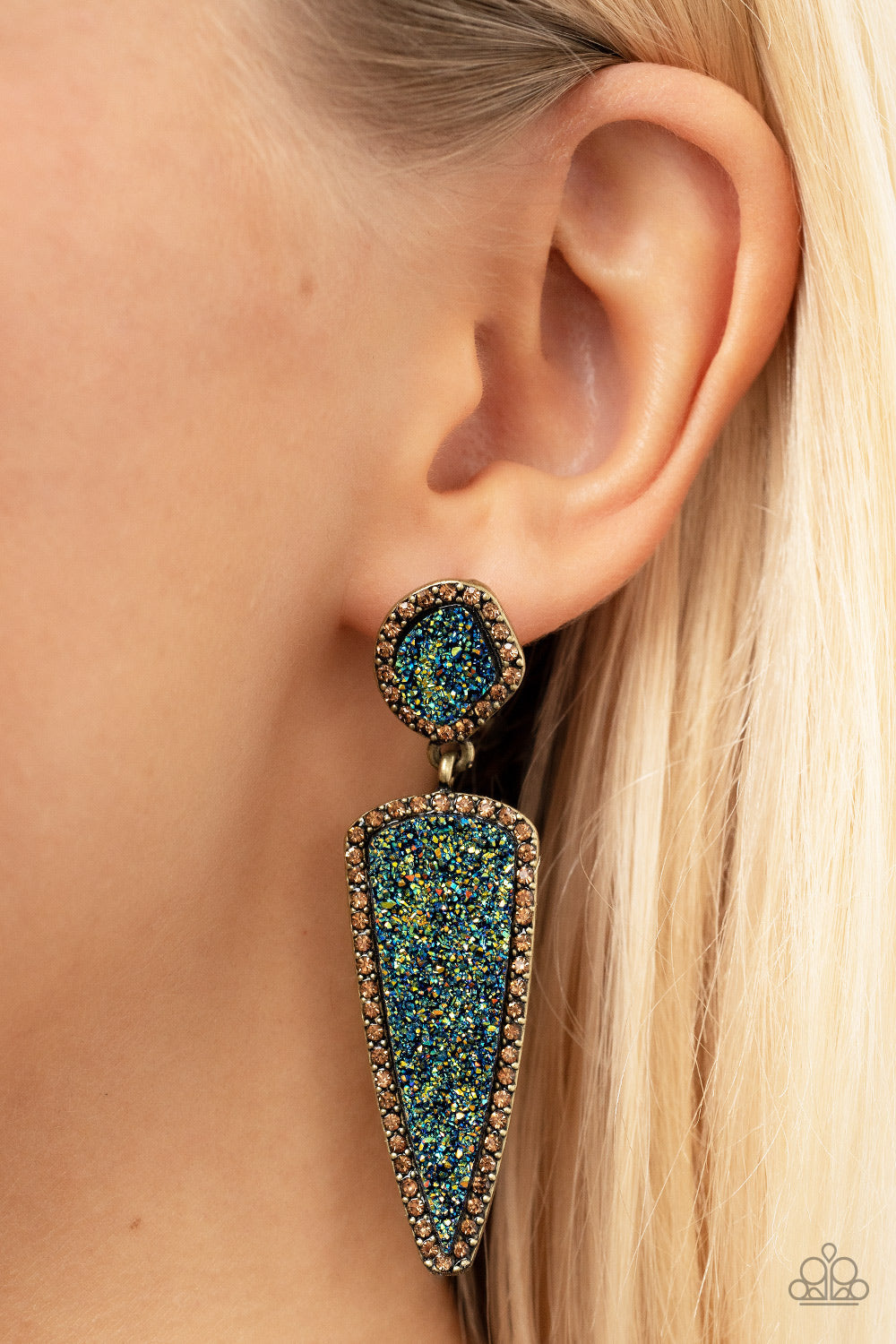 Paparazzi Druzy Desire - Brass Earring- Paparazzi Jewelry Images