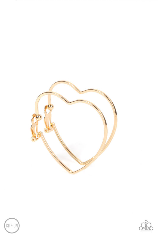 Paparazzi Harmonious Hearts - Gold Clip-On Earrings - Pusher P
