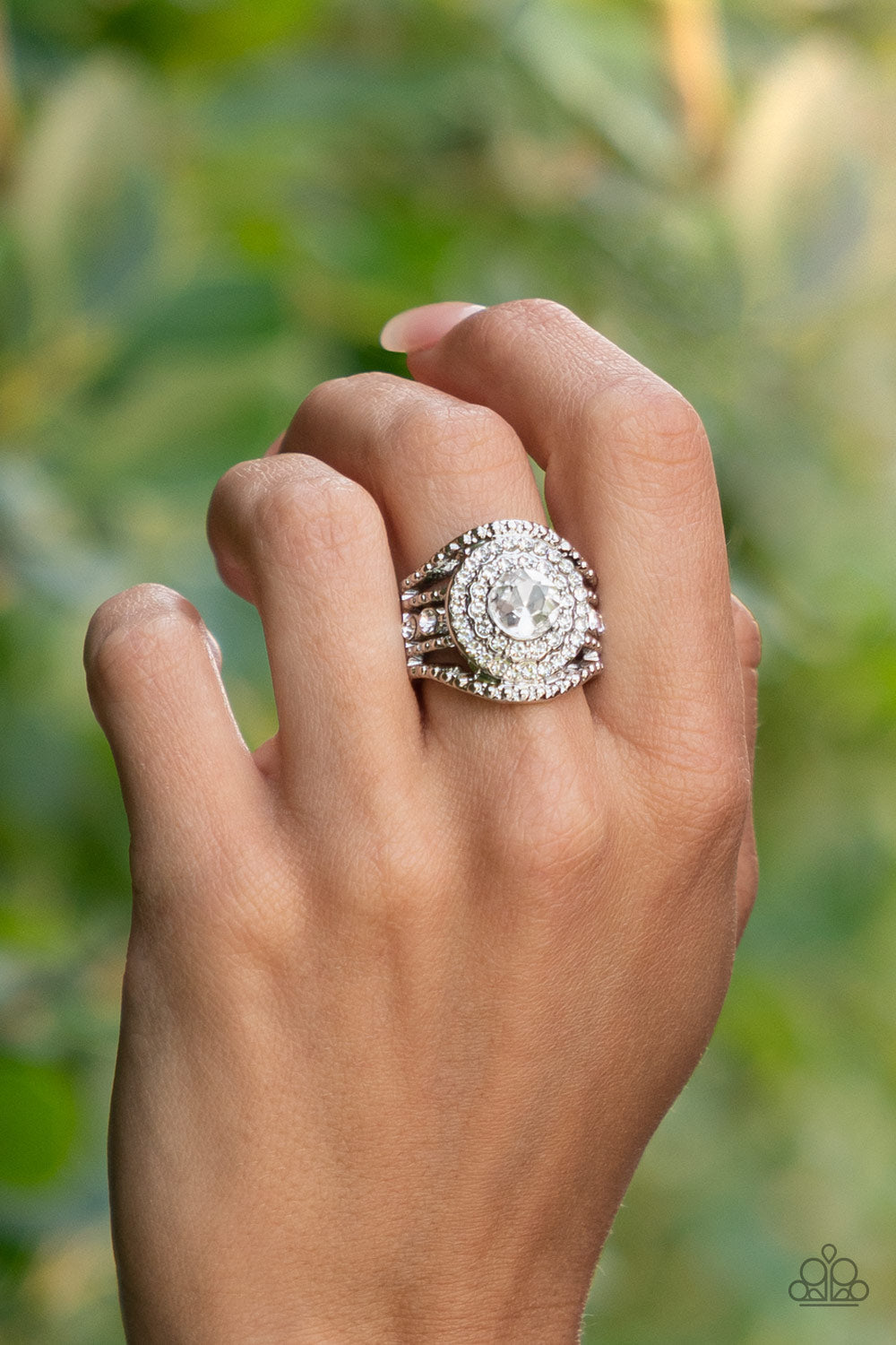 Paparazzi Understated Drama - White Ring - Pusher P