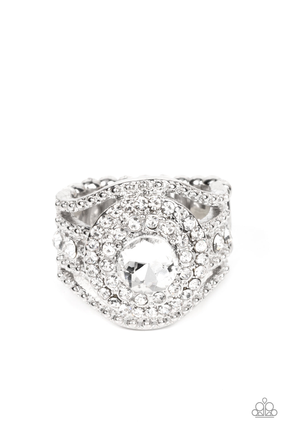 Paparazzi Understated Drama - White Ring - Pusher P