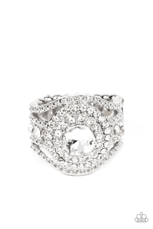 Paparazzi Understated Drama - White Ring - Pusher P