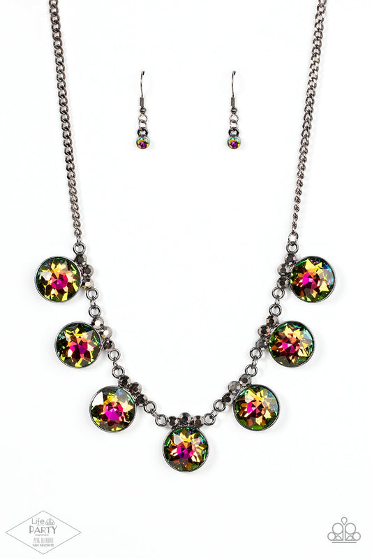 GLOW-Getter Glamour - Oil Spill Multi Necklace - Life of The Party Pink Diamond Exclusive