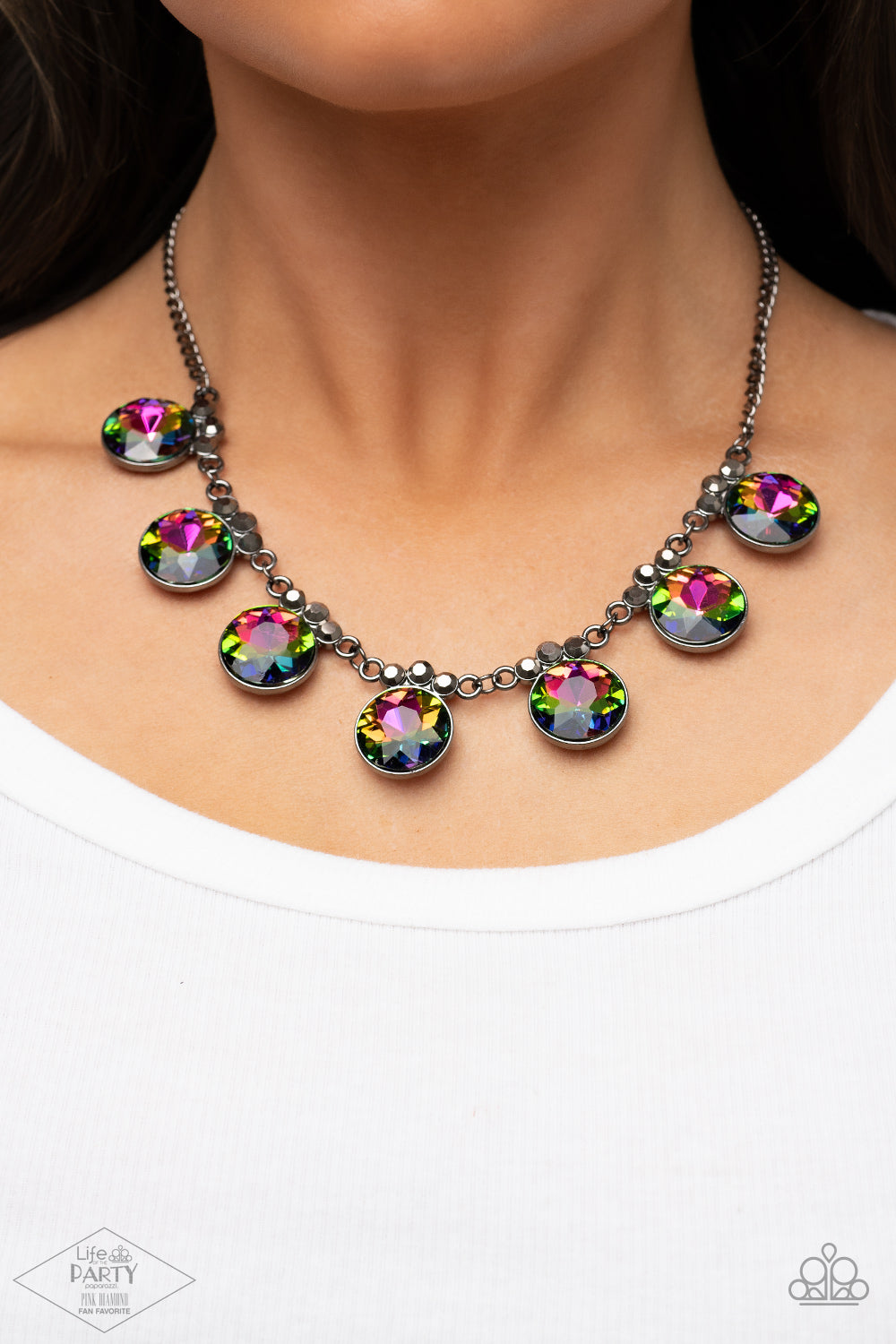 GLOW-Getter Glamour - Oil Spill Multi Necklace - Life of The Party Pink Diamond Exclusive - Pusher P