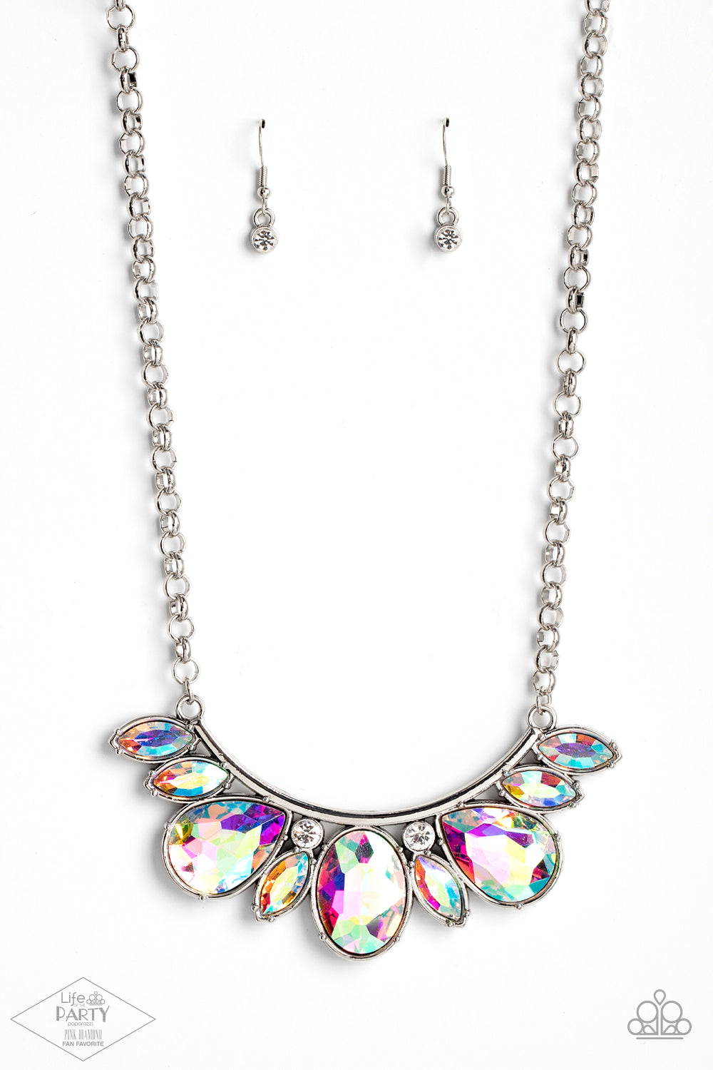 Never SLAY Never - Multi Iridescent Gem Silver Necklace | Paparazzi Accessories