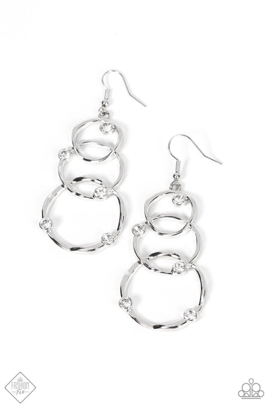 Paparazzi Revolving Radiance - White Fashion Fix Earrings - Pusher P - Paparazzi jewelry images