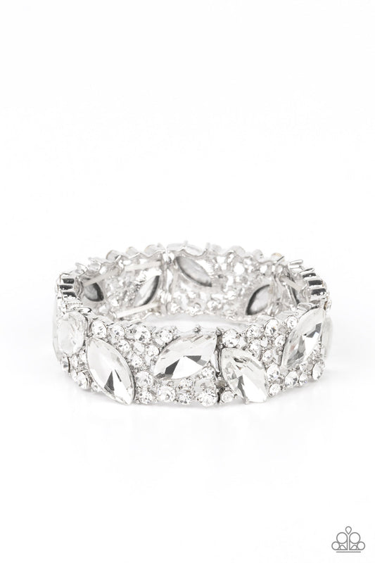 Paparazzi Full Body Chills - White Bracelet - March 2022 Life Of The Party Exclusive - Pusher P
