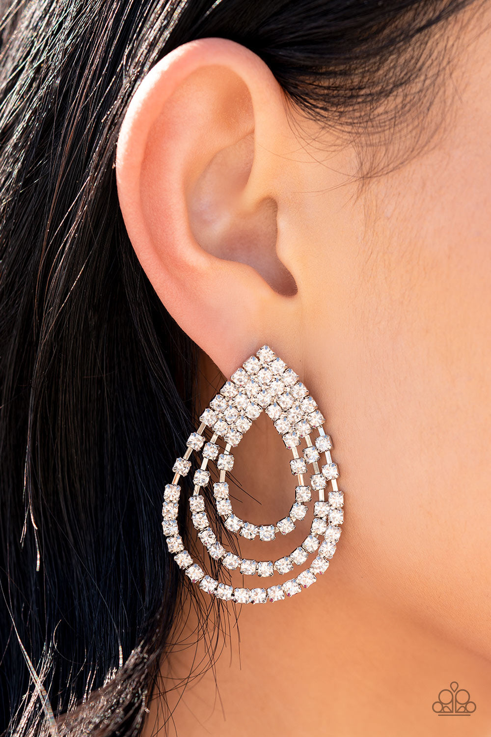 Paparazzi Take a POWER Stance - White Earrings - Pusher P
