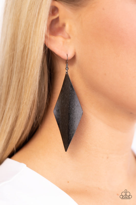 Retro Rally - Black Earrings