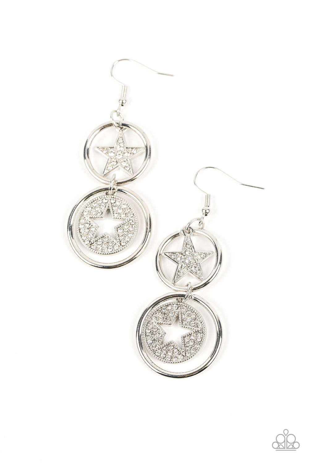 Paparazzi Liberty and SPARKLE for All - White Earrings - Pusher P