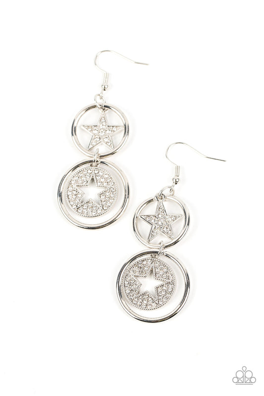 Paparazzi Liberty and SPARKLE for All - White Earrings - Pusher P
