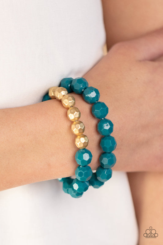 Paparazzi Grecian Glamour - Blue Bracelet-Paparazzi Jewelry Images