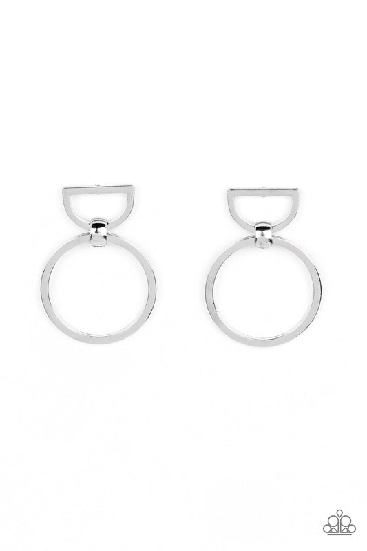 Fashion Earrings - Paparazzi Earrings - CONTOUR Guide - Silver Earrings Paparazzi jewelry image