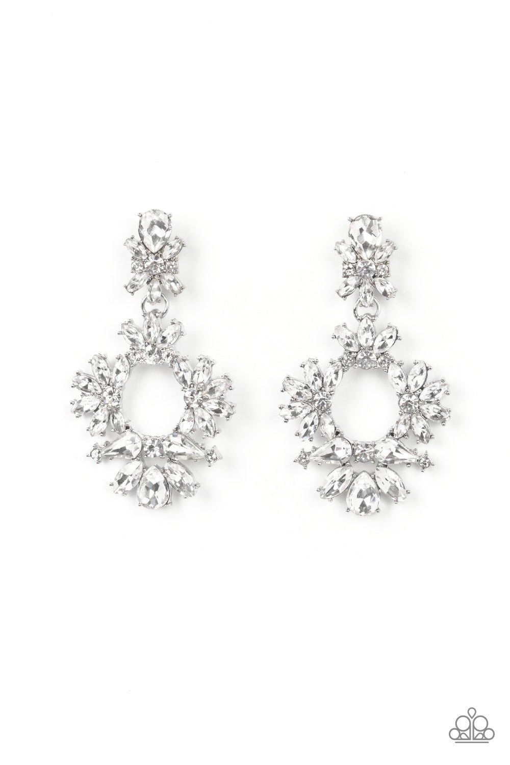 Paparazzi Leave them Speechless - White Earrings - June 2022 Life Of The Party Exclusive - Pusher P
