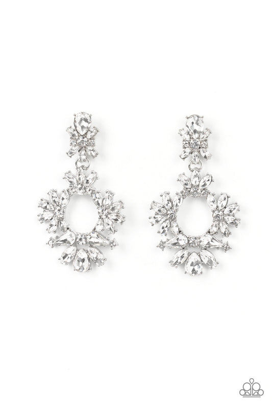 Paparazzi Leave them Speechless - White Earrings - June 2022 Life Of The Party Exclusive