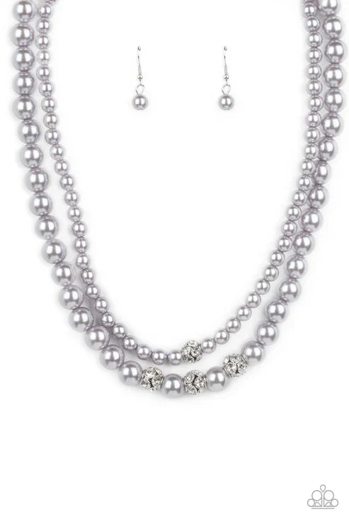Brilliant Ballerina - Silver Necklace - White | Paparazzi Accessories
