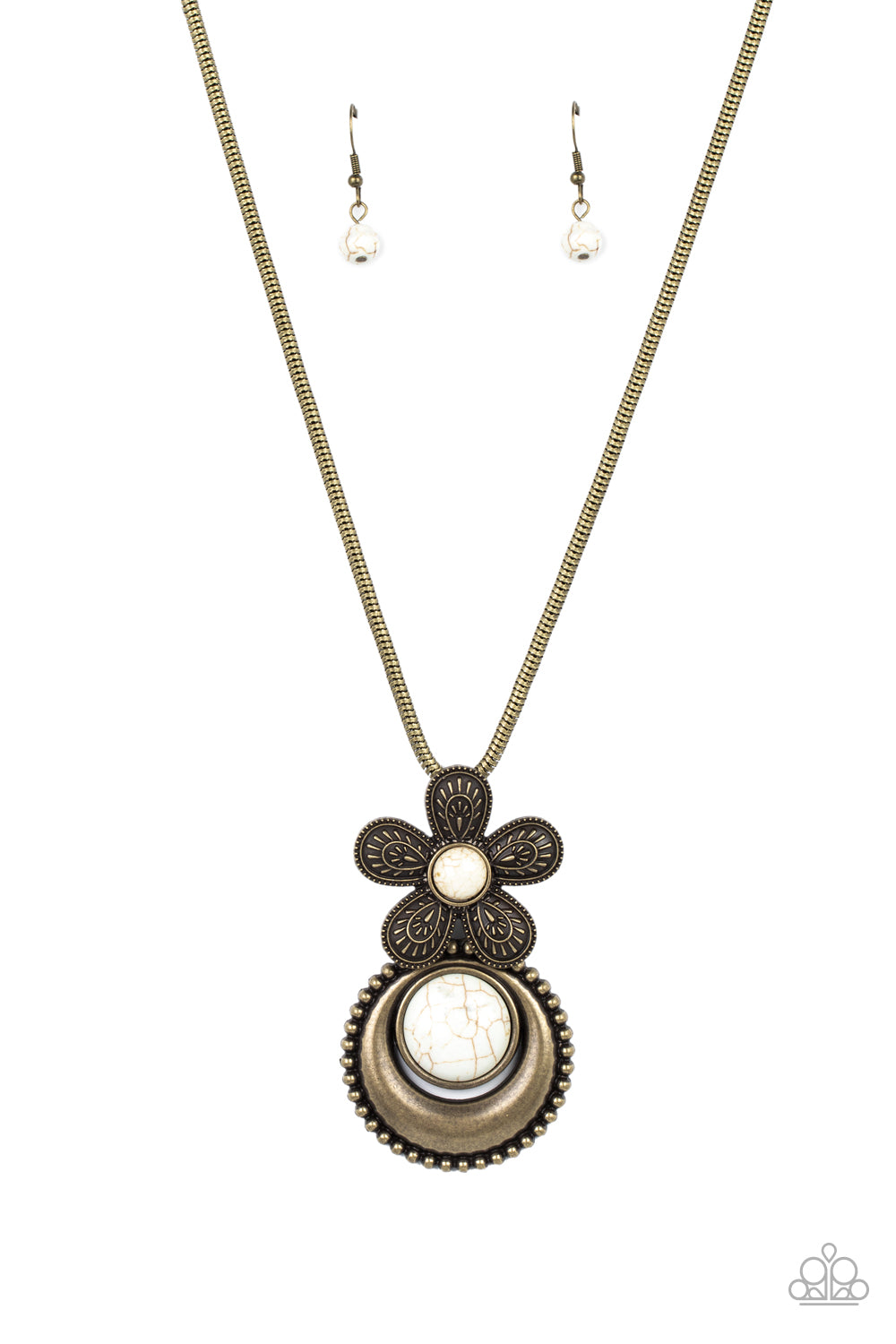 Bohemian Blossom - Brass Necklace - White | Paparazzi Accessories
