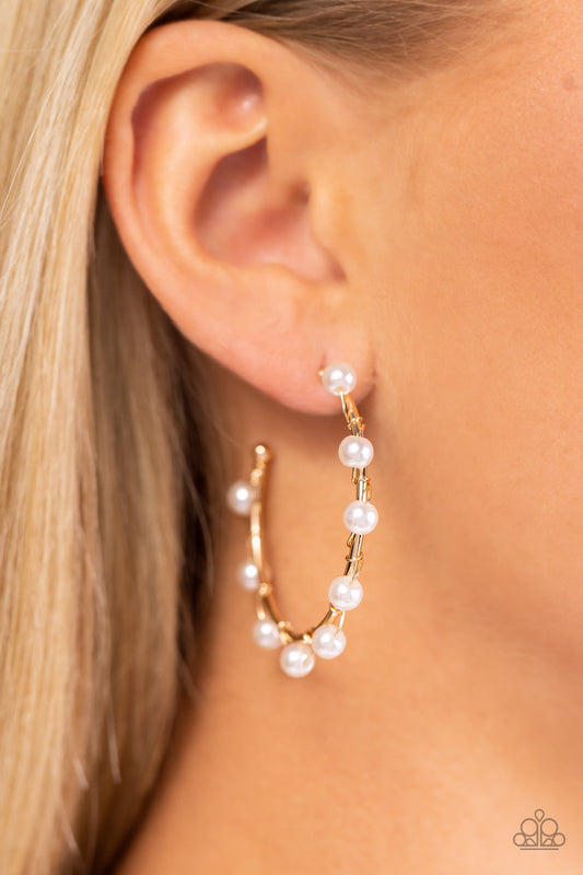 Night at the Gala - Gold Pearl Earrings