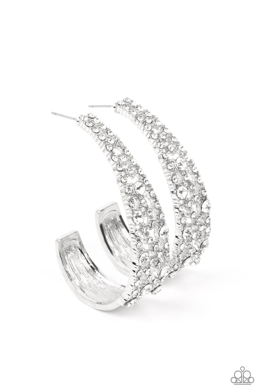 Paparazzi Cold as Ice - White Earrings - April 2022 Life Of The Party Exclusive - Pusher P