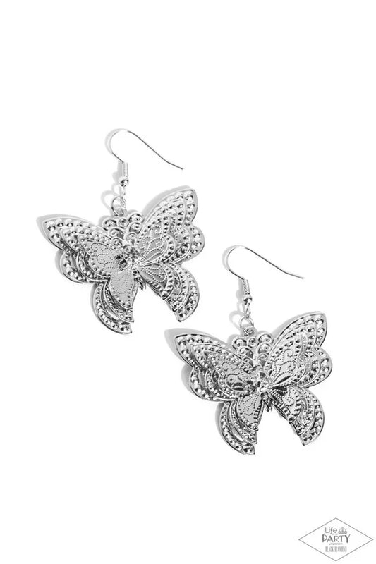 Layered Launch - White Butterfly Earrings