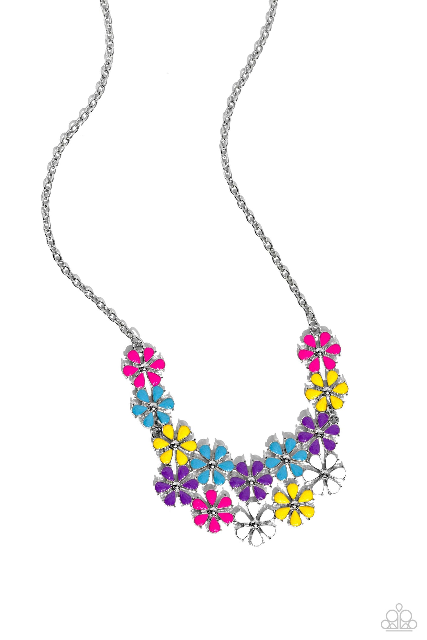 2 Piece Jewelry Set - Floral Fever - Multi Flower Necklace & Floral Flair - Multi Flower Bracelet